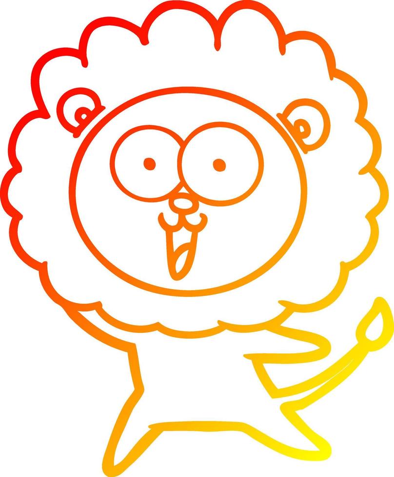 warm gradient line drawing happy cartoon lion vector