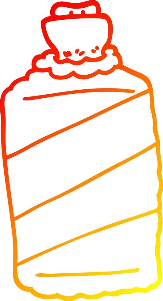 warm gradient line drawing cartoon hot water bottle vector
