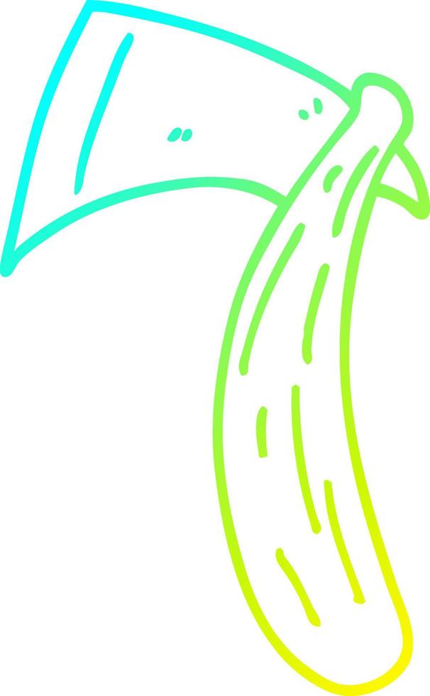 cold gradient line drawing cartoon viking axe vector