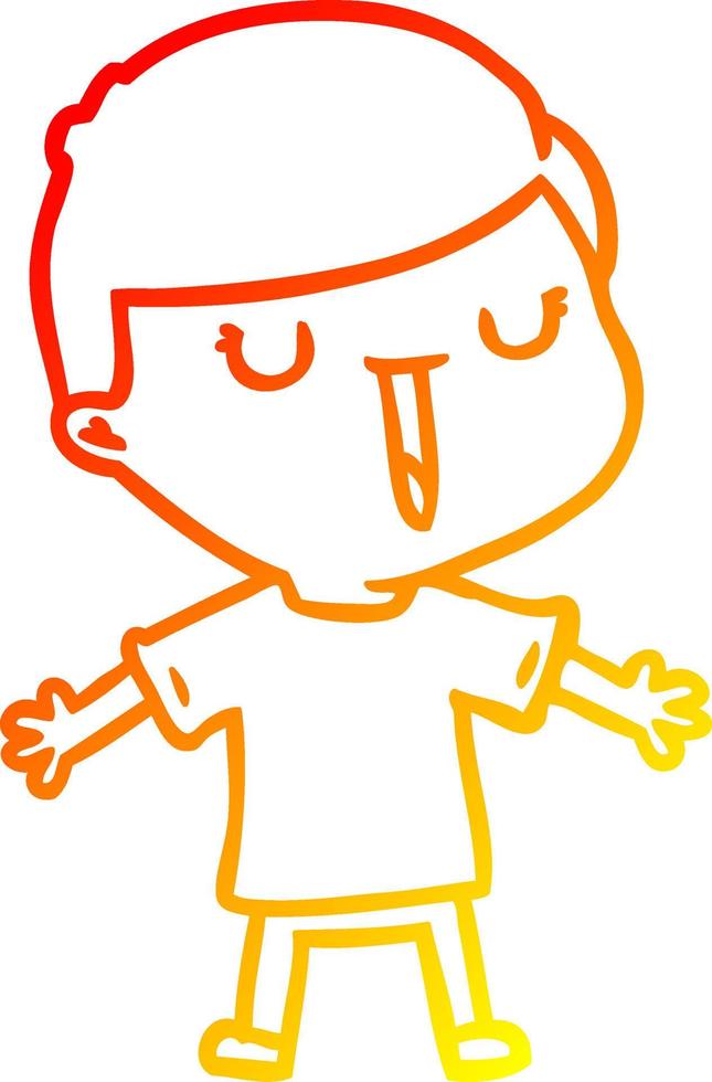 warm gradient line drawing cartoon happy boy vector