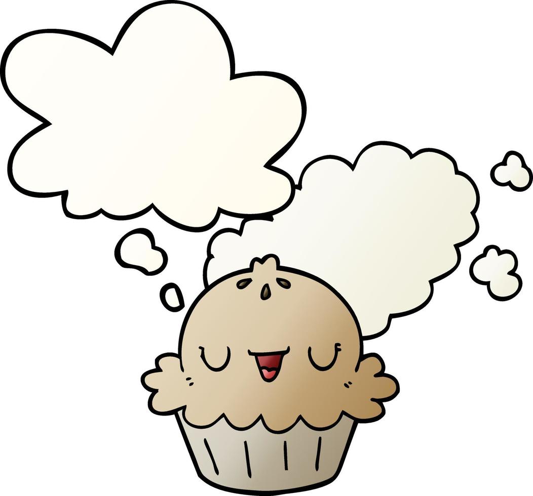 cute cartoon pie and thought bubble in smooth gradient style vector