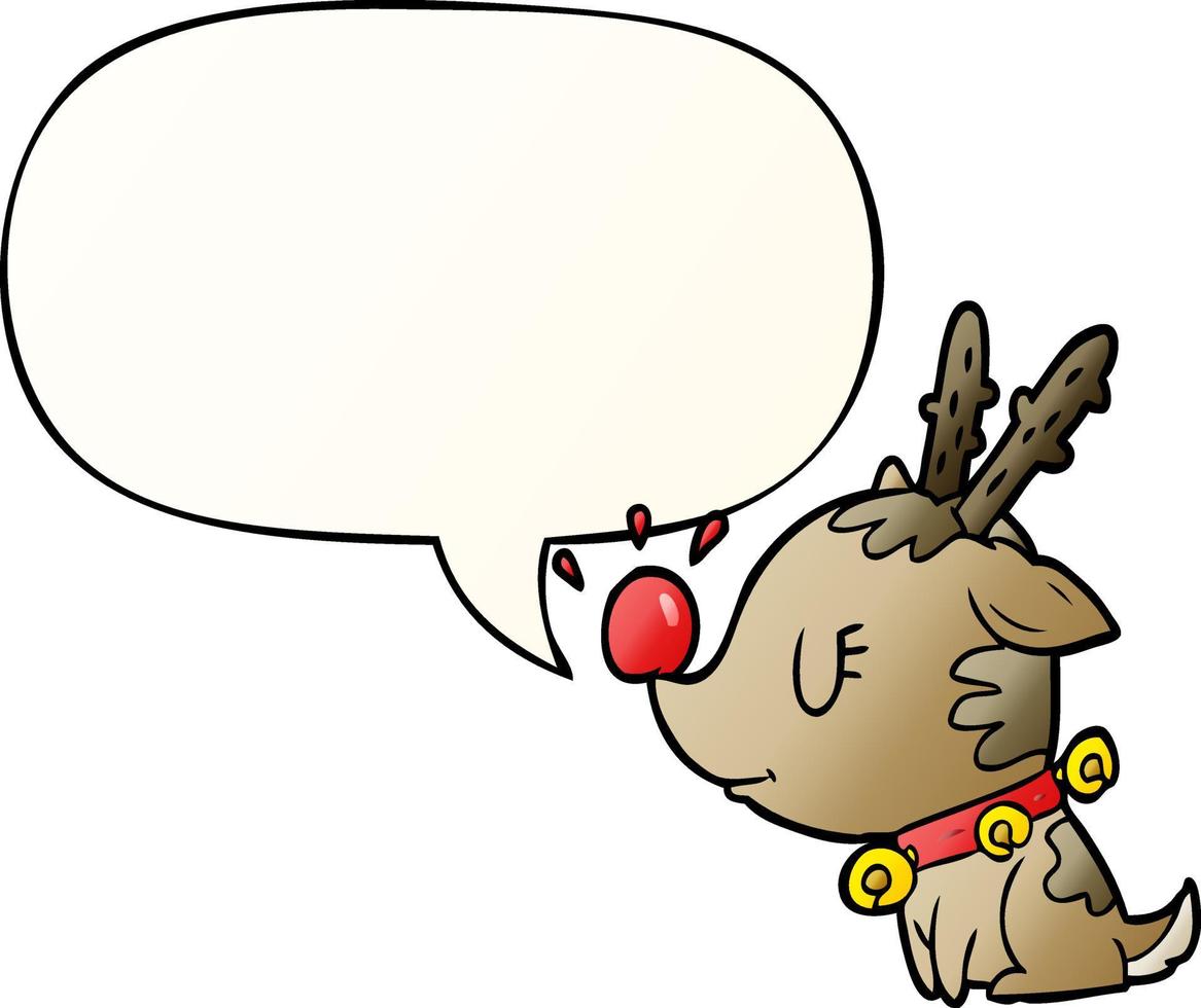cartoon christmas reindeer and speech bubble in smooth gradient style vector