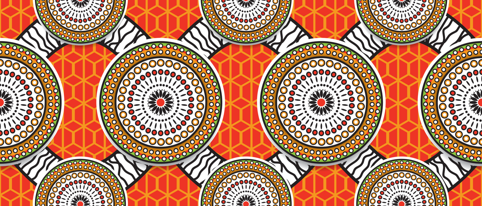 African ethnic traditional red orange color pattern. seamless beautiful