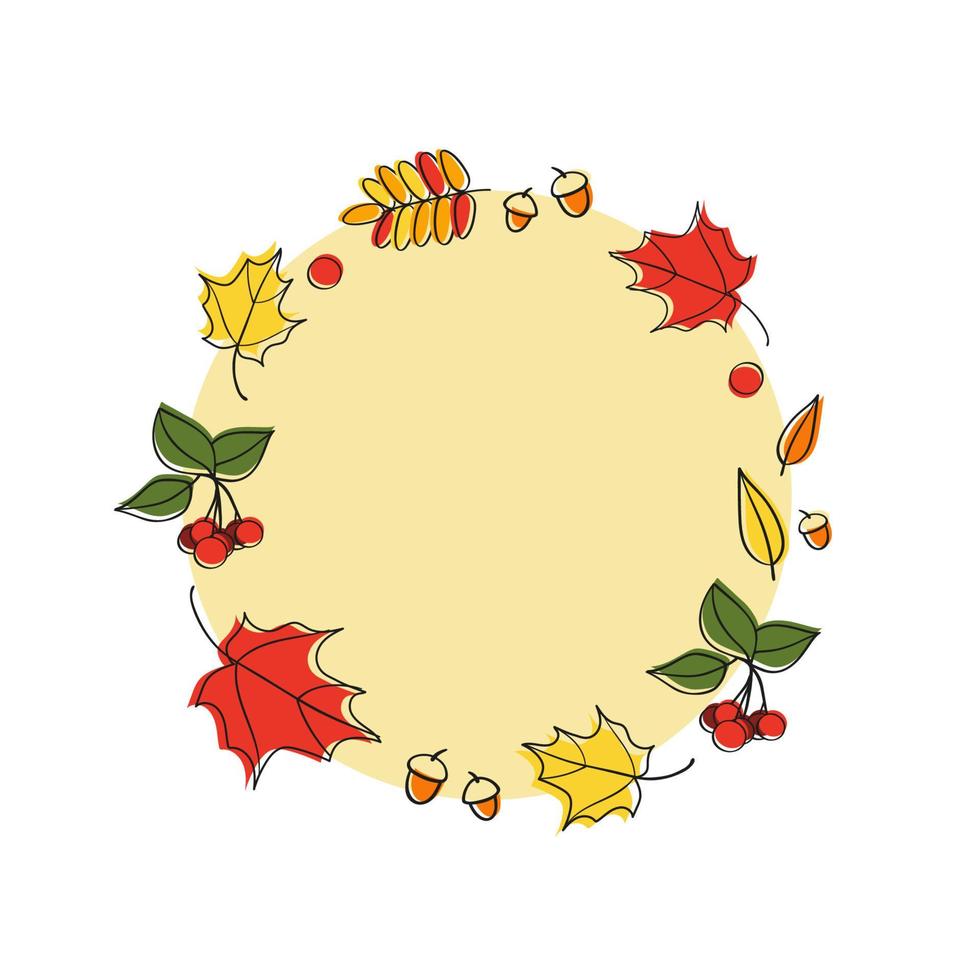 Autumn frame with leaves and berries vector