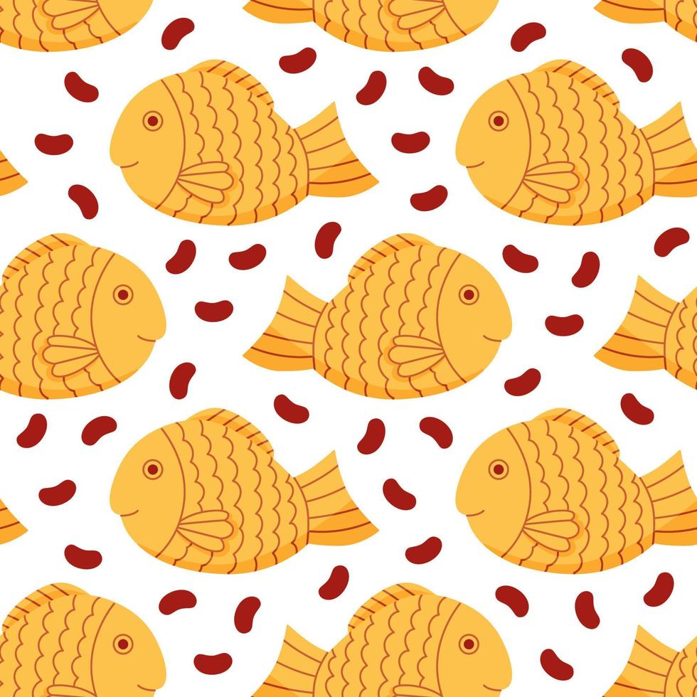 Bungeoppang vector seamless pattern drawn in cartoon style