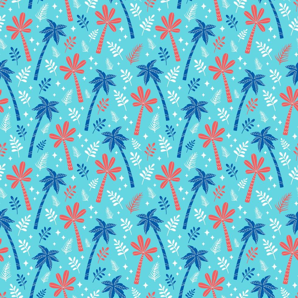 lindo estampado de verano con siluetas de palmeras tropicales vector