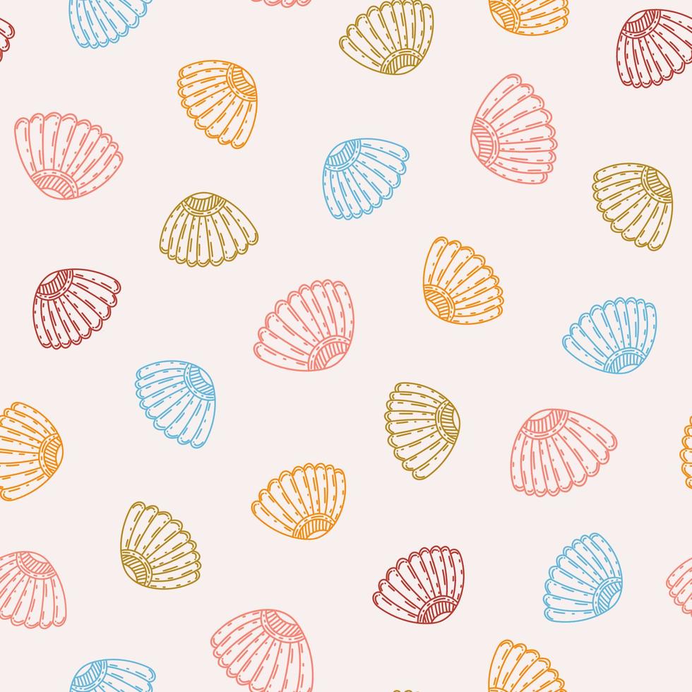 Cute seamless summer pattern with seashells vector