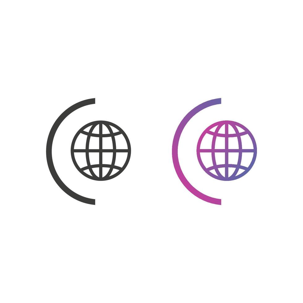 Globe, Website Flat Icon in Solid and Gradient Color vector