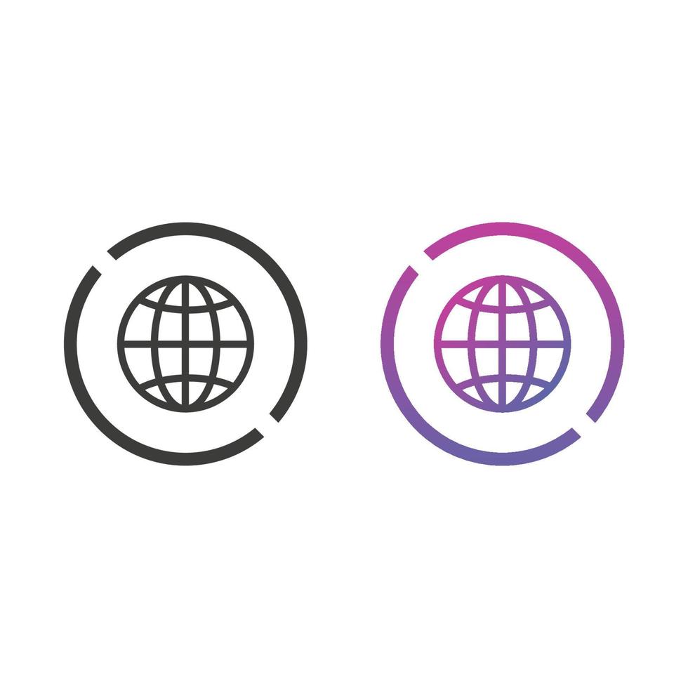 Globe, Website Flat Icon in Solid and Gradient Color vector