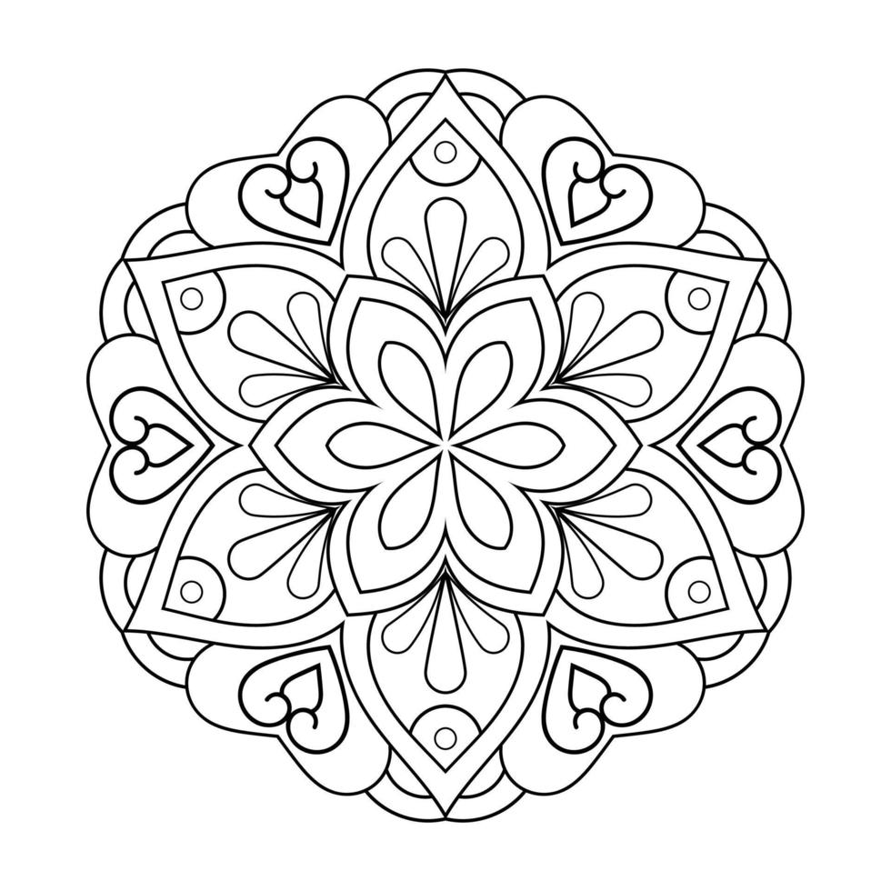 Floral mandala design with ethnic style black and white line art vector