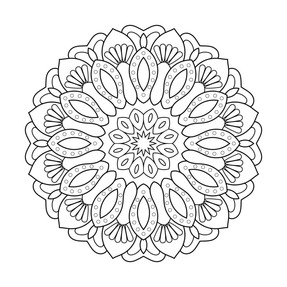 Floral mandala design with ethnic style black and white line art vector