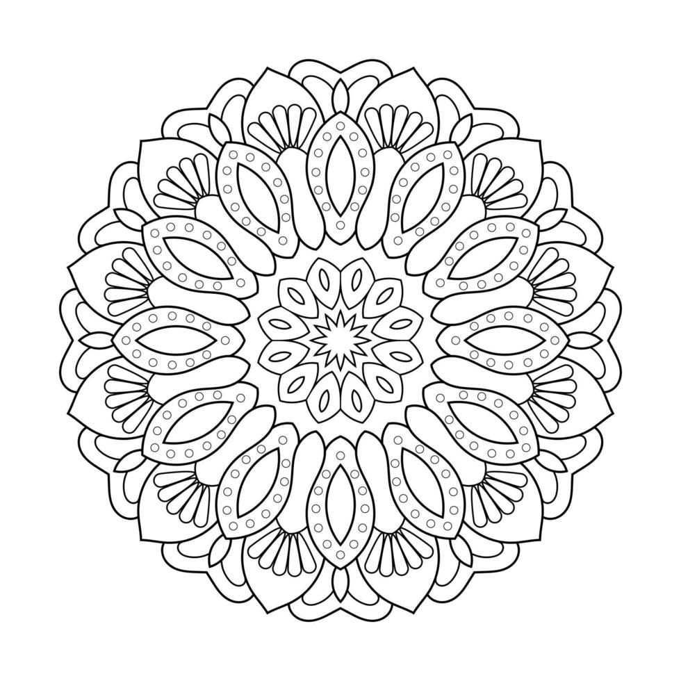 Floral mandala design with ethnic style black and white line art vector