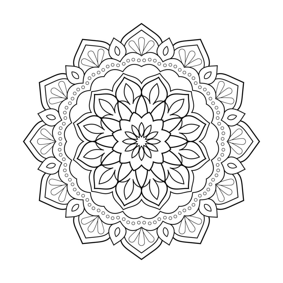 Floral mandala design with ethnic style black and white line art vector