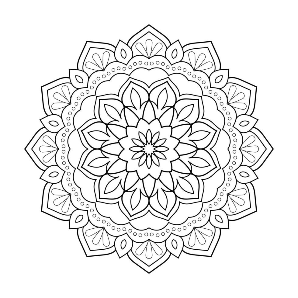 Floral mandala design with ethnic style black and white line art vector