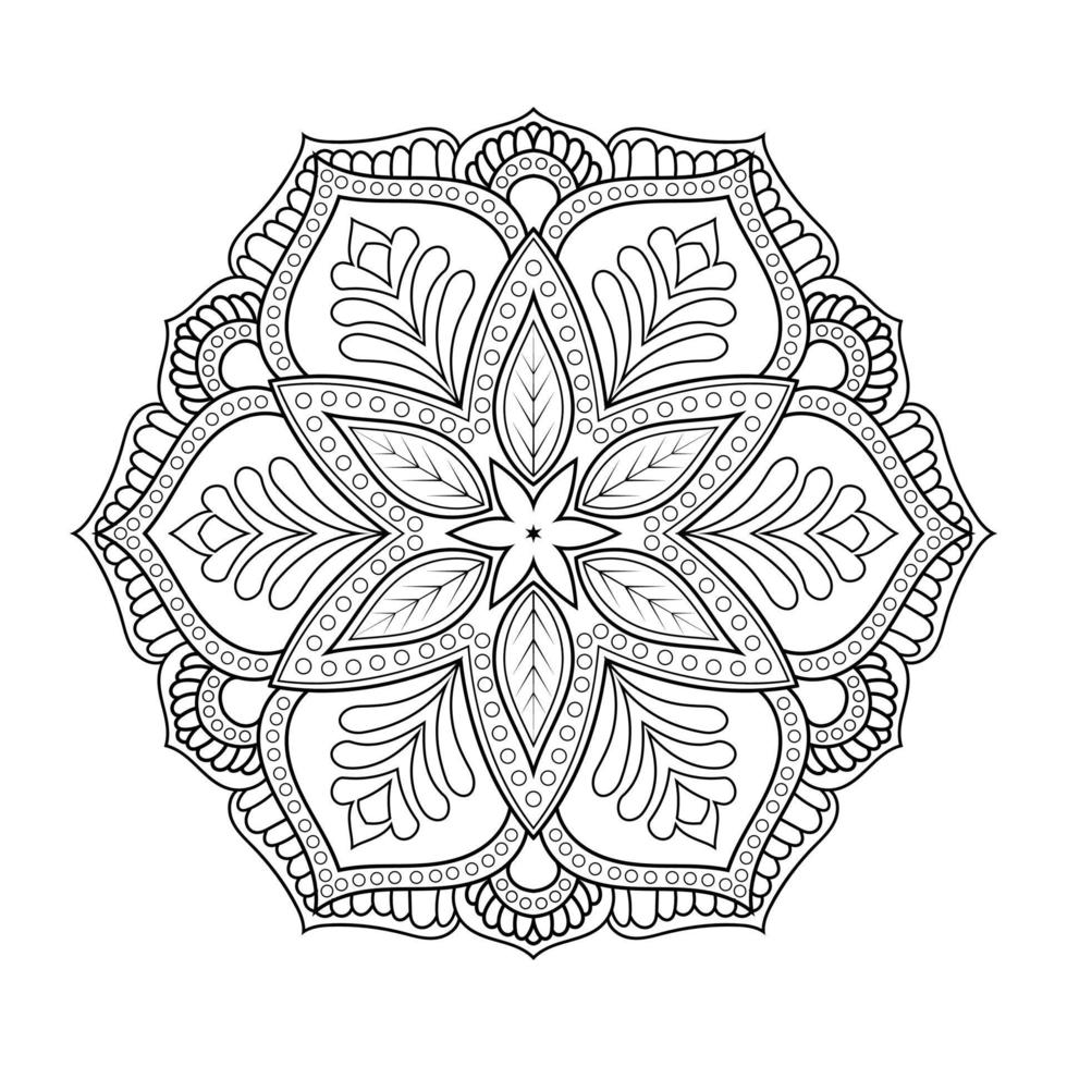 Floral mandala design with ethnic style black and white line art vector