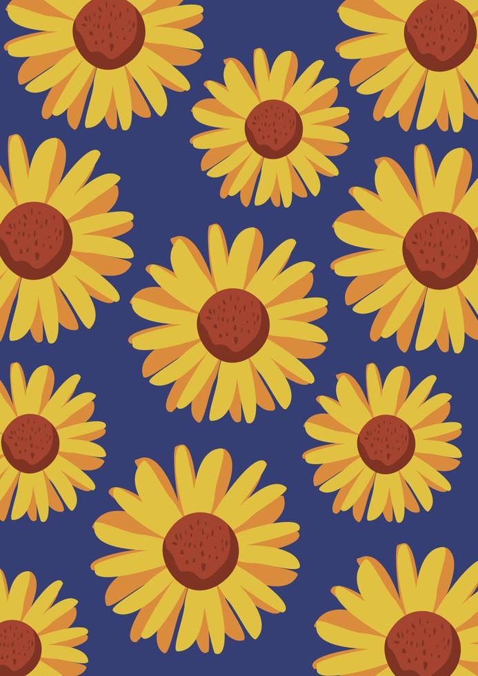 sun flower floral pattern background vector