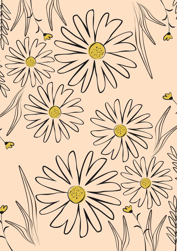 daisy flower floral pattern background vector