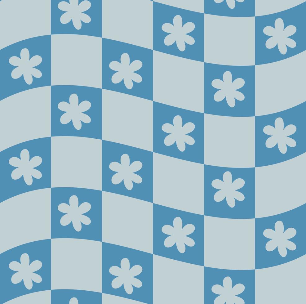 groovy ondulado derretido tablero de ajedrez psicodélico 90s patrón sin costuras vector de fondo. papel tapiz de textura de repetición óptica trippy retro hippie, diseño textil