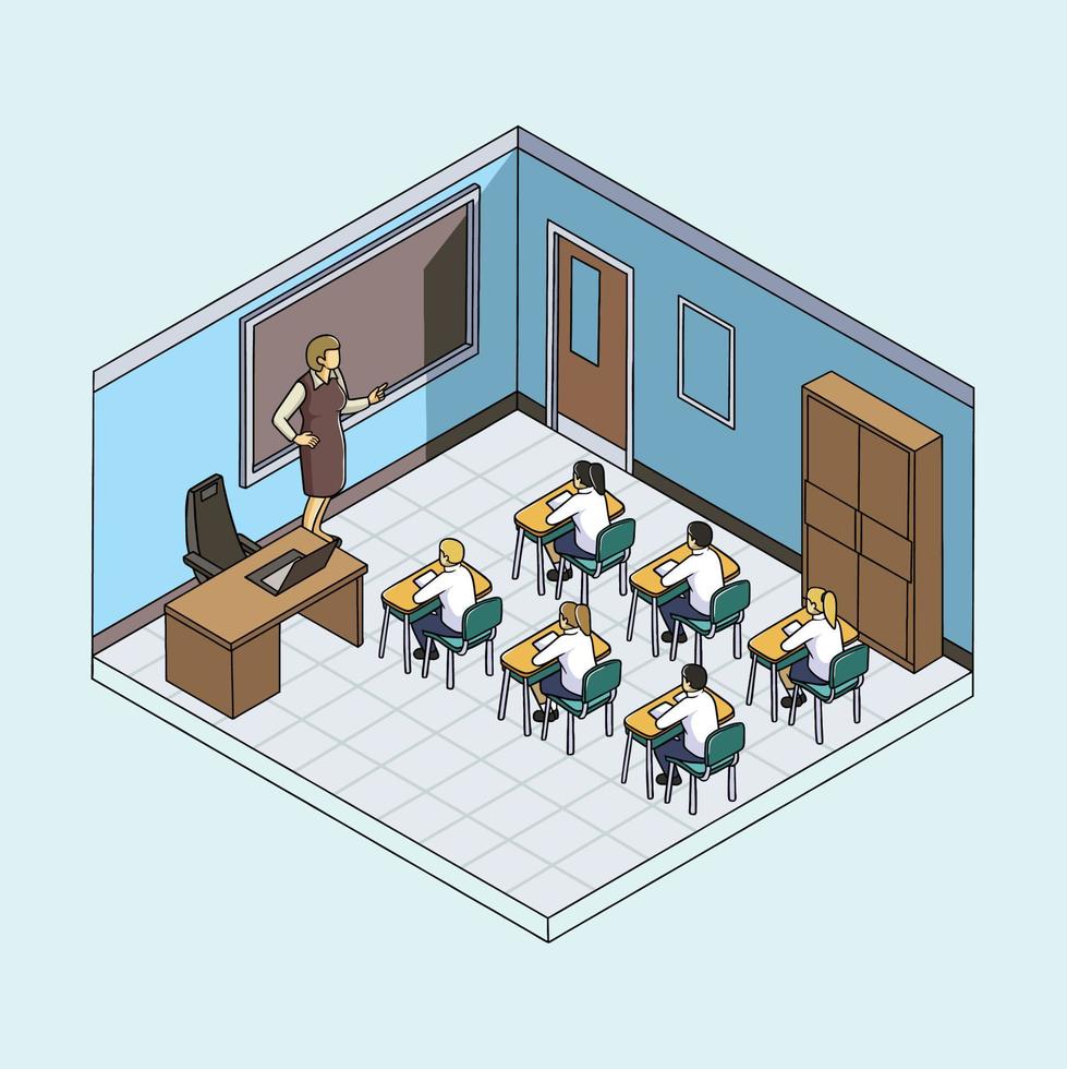 Students Any grade Theme With Isometric Concept vector