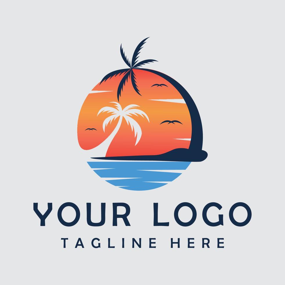 sunset logo design vector