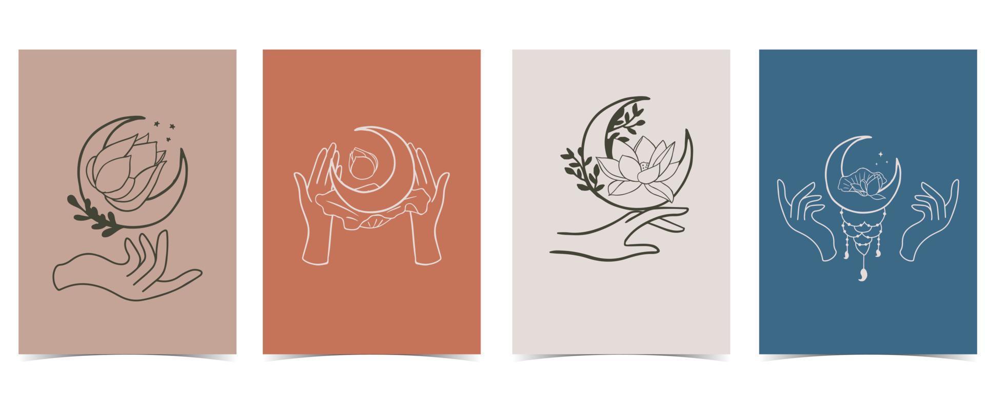 Black lotus background. Line art design for postcard, invitation ,packaging vector