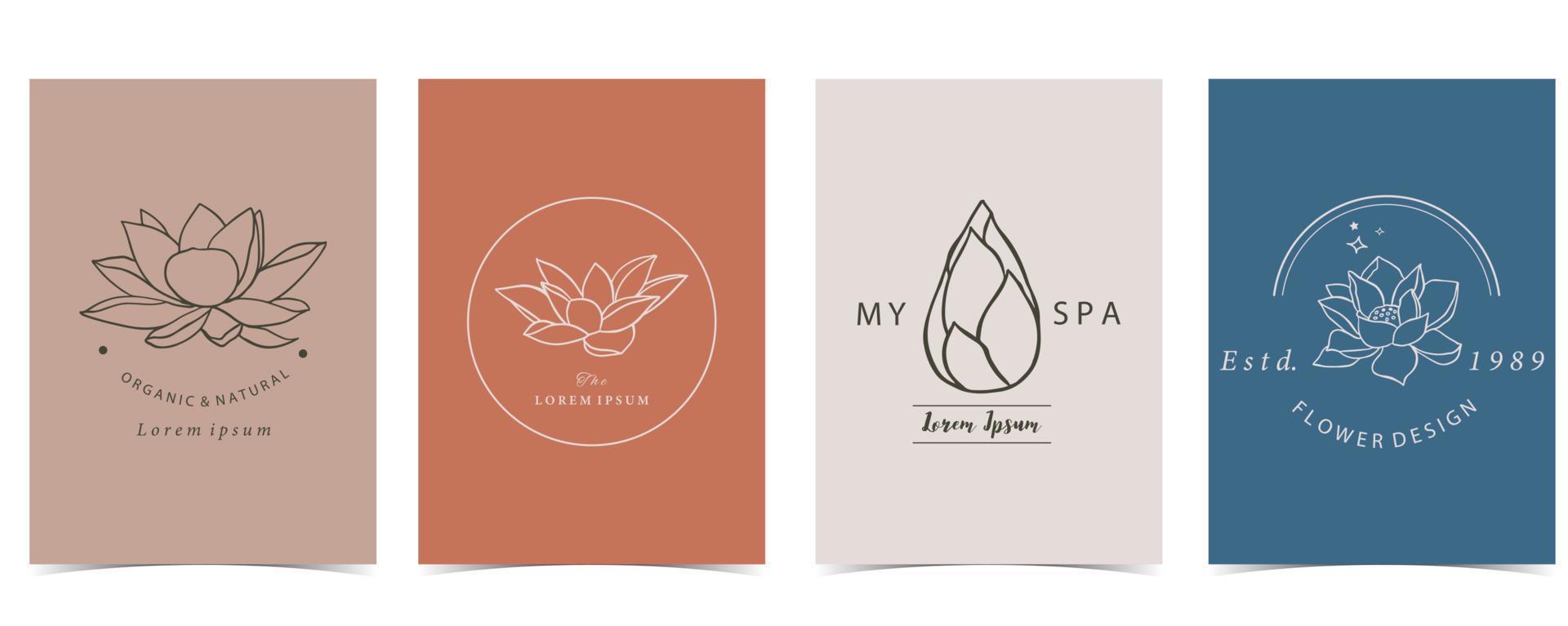 Black lotus background. Line art design for postcard, invitation ,packaging vector