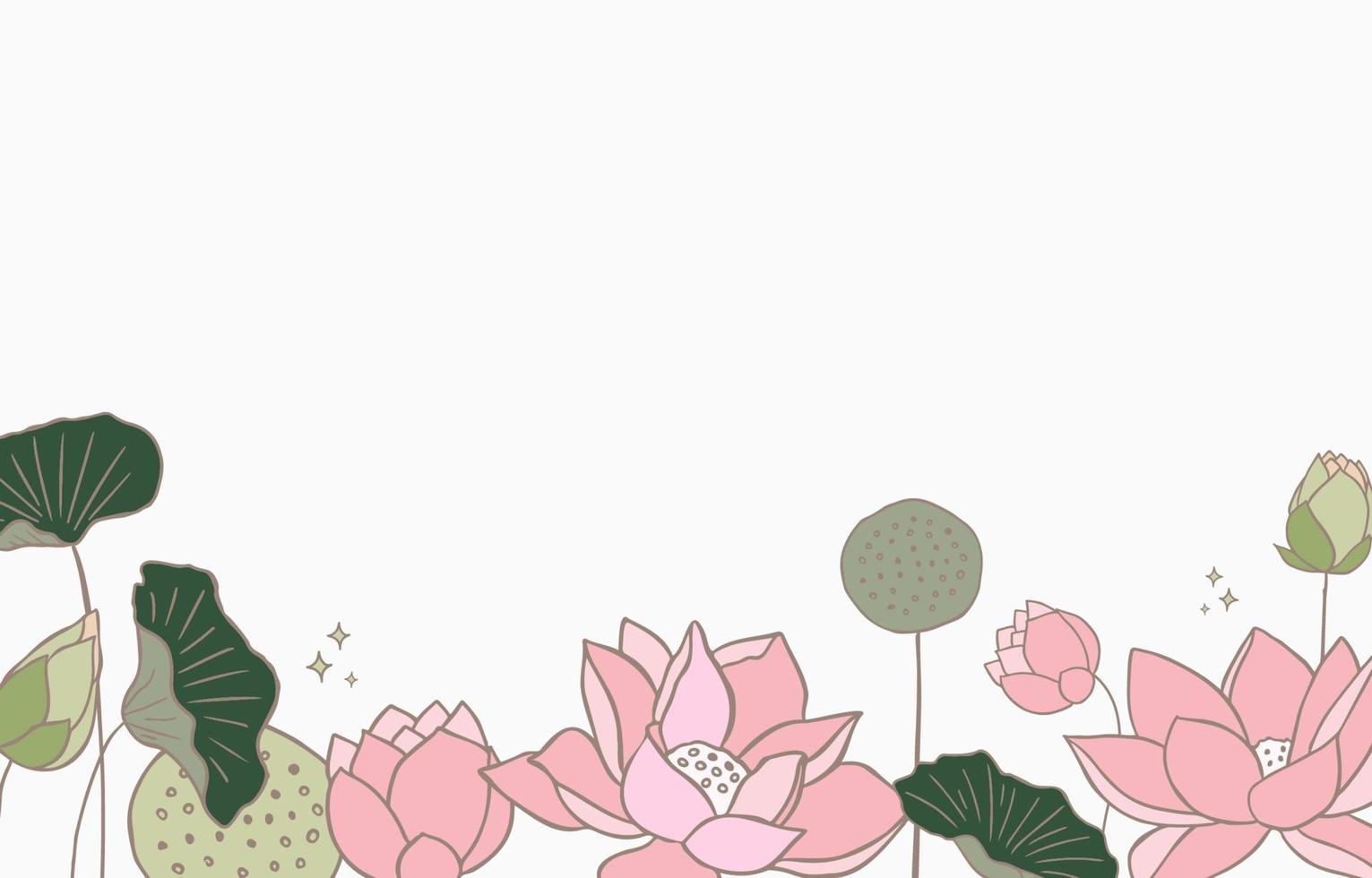 fondo de loto rosa dorado. diseño de arte de línea para postal, invitación, presentación vector