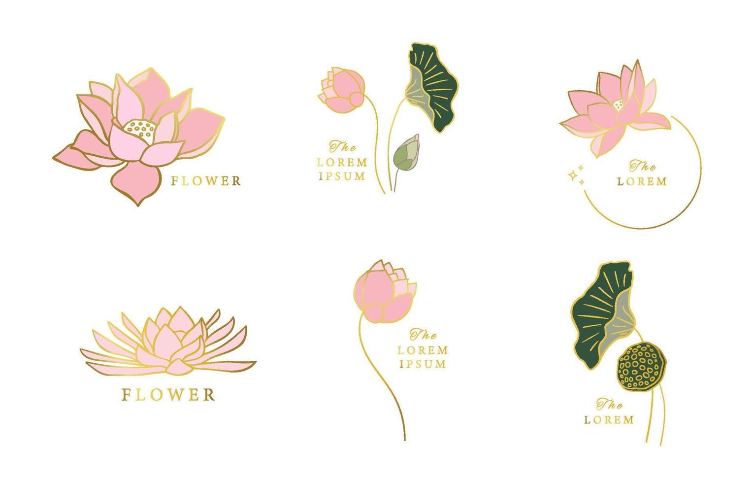 Gold lotus flower outline.Vector illustration for icon,sticker,printable and tattoo vector