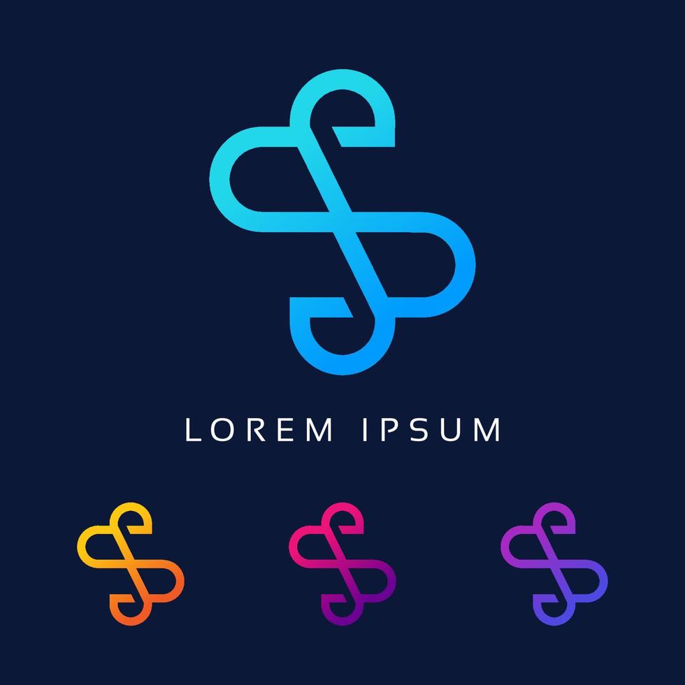 Unique Minimal Style colorful initial SS letter based logo Design Template vector