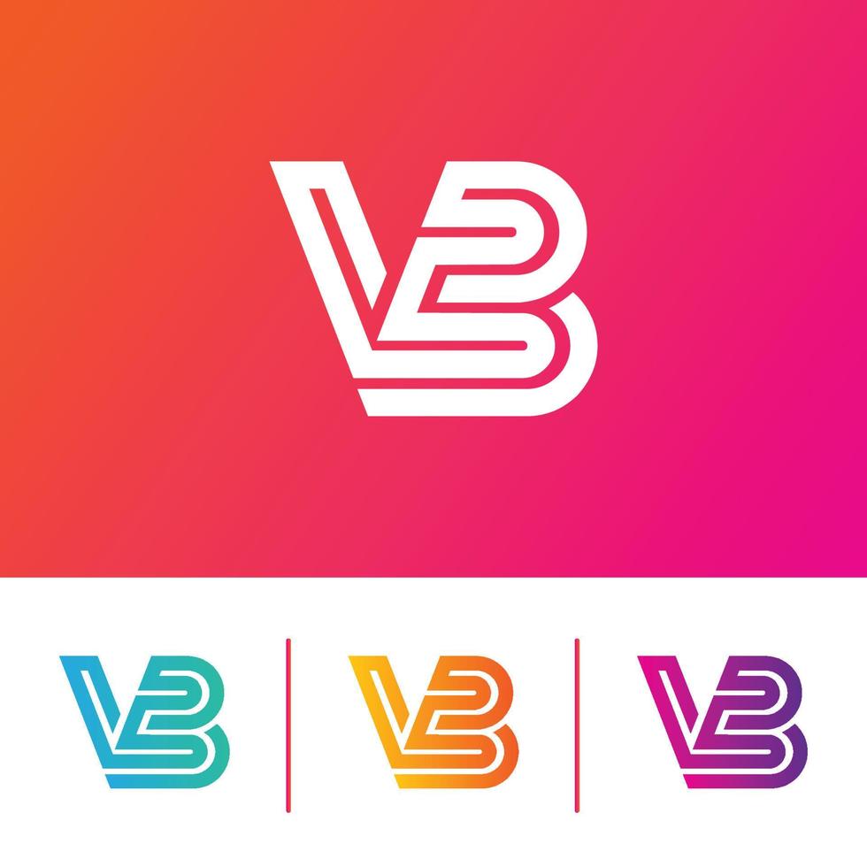 elementos de plantilla de vector de icono de logotipo de letra vb modernos y únicos, corporativos, forma