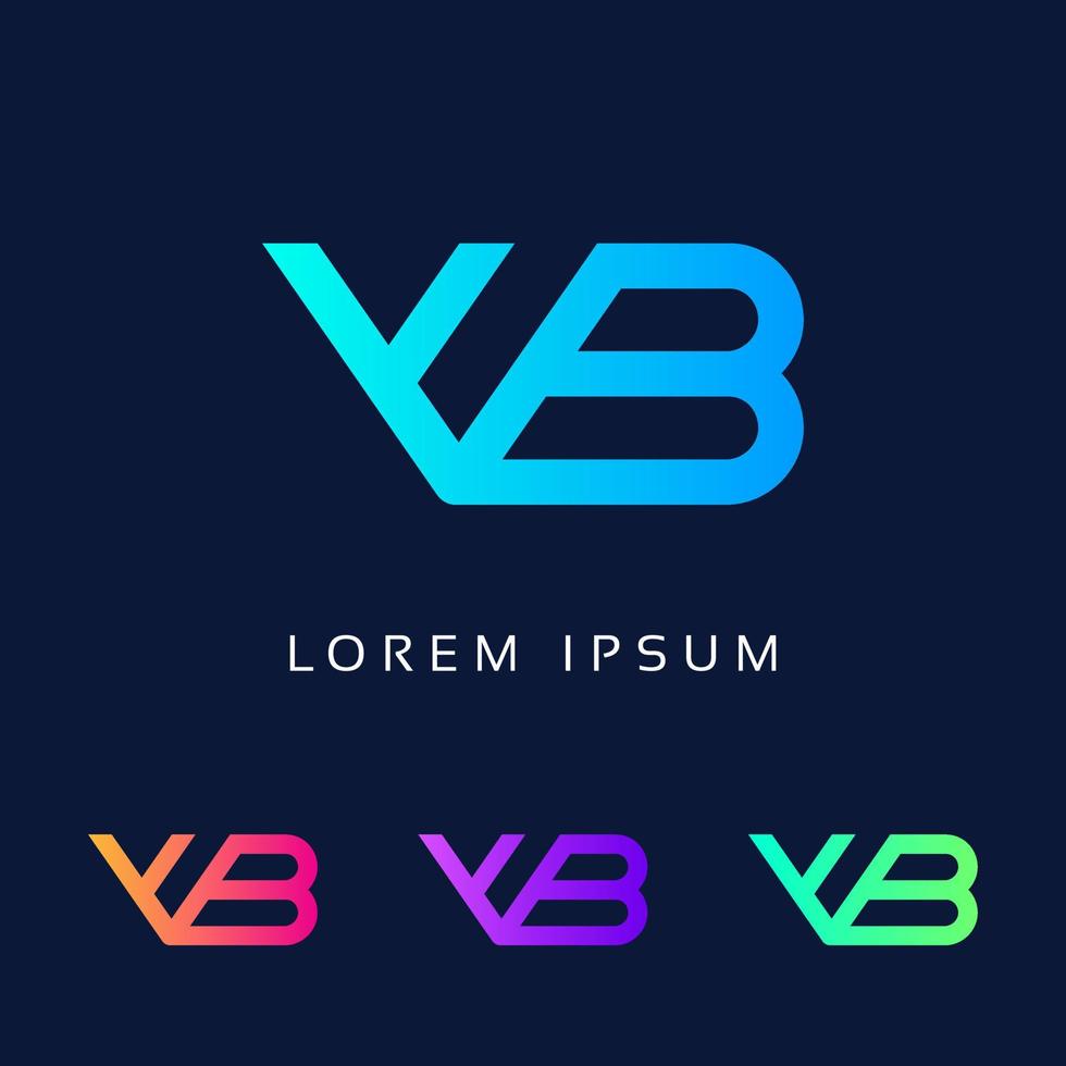 The modern design of the letter logo VB template. creative logotype VB alphabet Icon Luxury colorful Monogram. vector