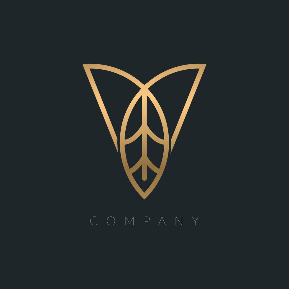 Vector abstract modern V letter leaf logo design templates golden colors - luxury and jewelry concepts Icon, beauty and spa industry Monogram