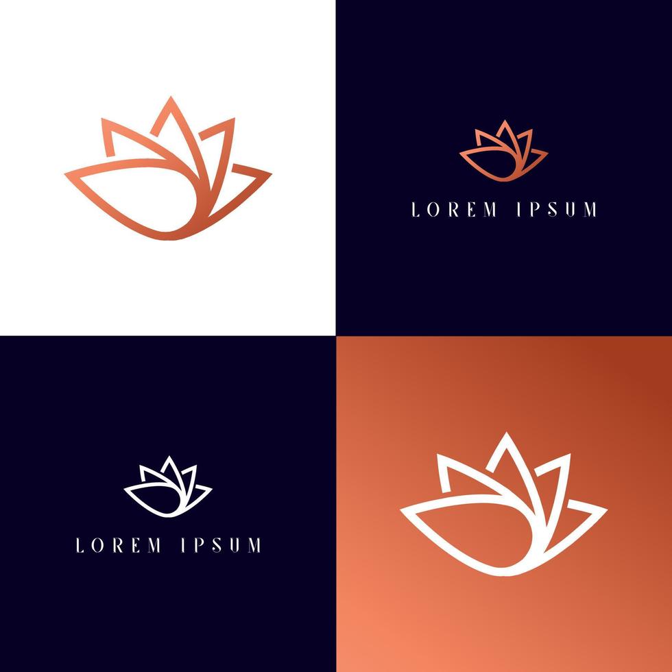 icono de estilo de marca de cosméticos con logotipo de flor. salón de belleza spa y moda de lujo vector