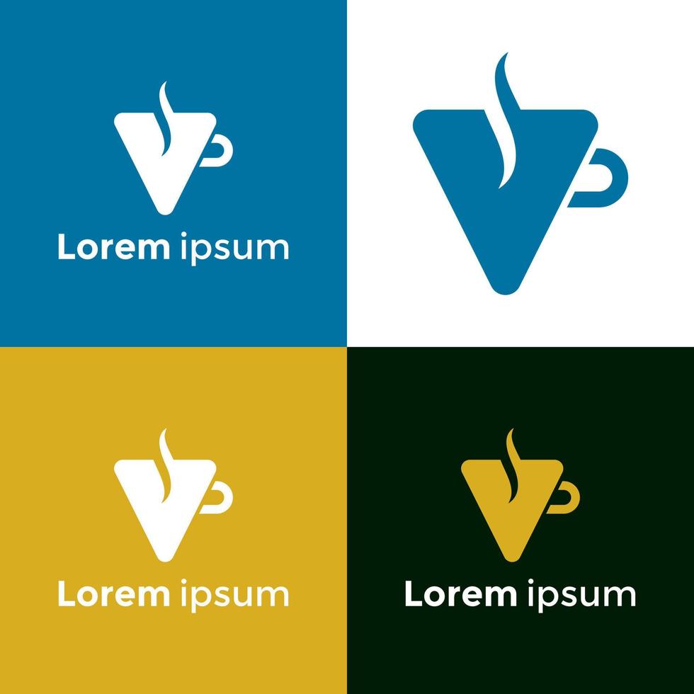 plantilla vectorial del logotipo de la empresa de té con letra v. vector