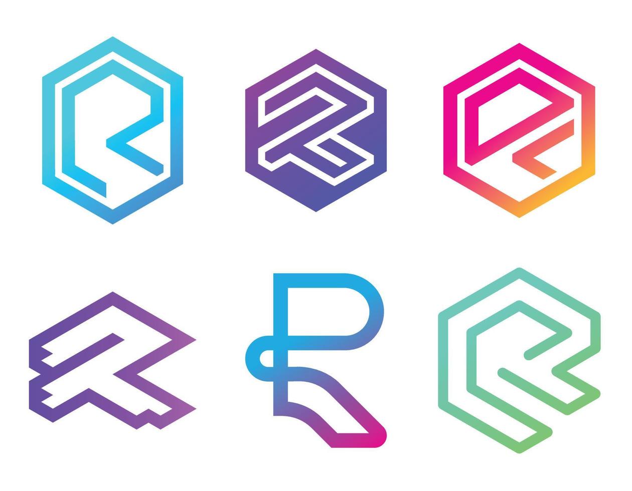 R Letter Set Logo Design Icon Vector