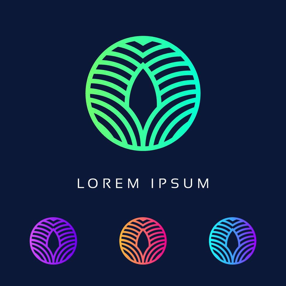 colorful leaf natural logo, beauty floral logo vector design circle template