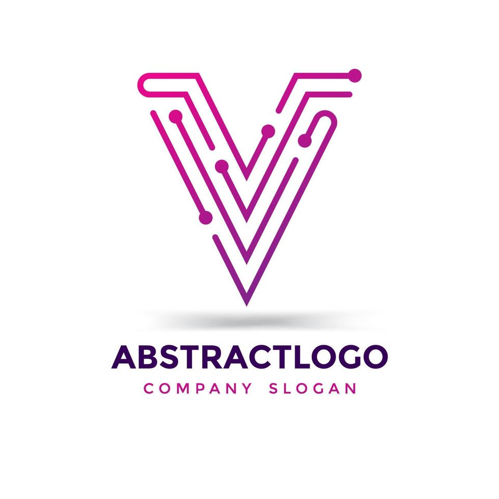 dots logo design by letter V Vector Template.