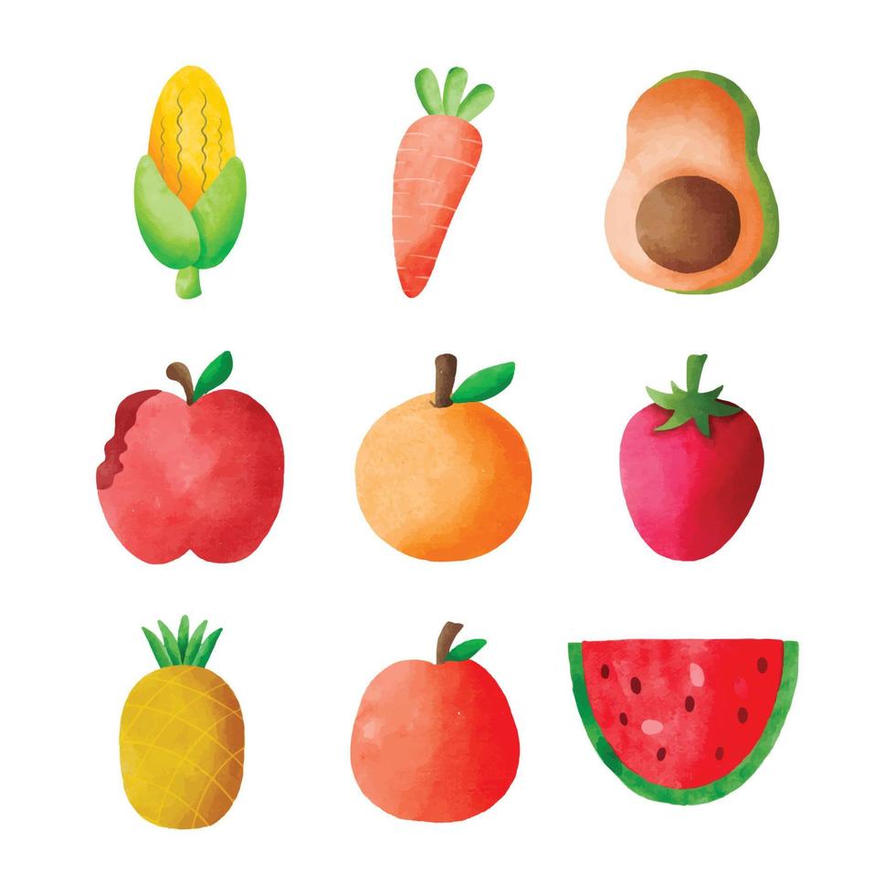Set of fruits and vegetables vector