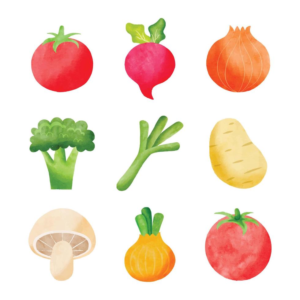 Set of fruits and vegetables vector