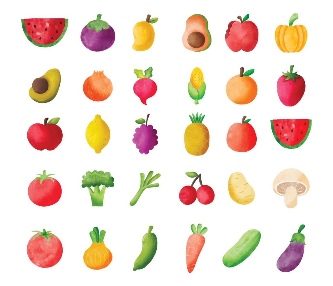 Set of fruits and vegetables vector