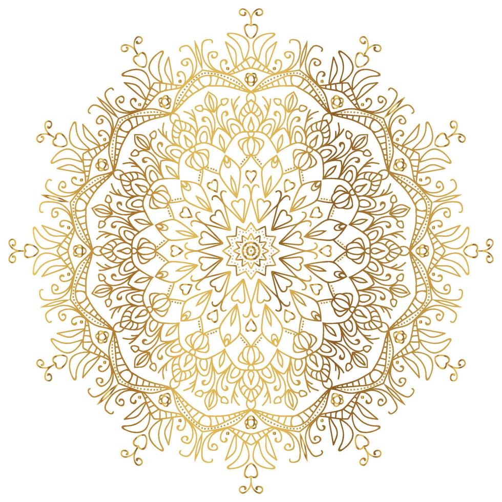 Mandala with golden gradient. Luxury ornamental in gold color. Round ornament, repeating elements. vector