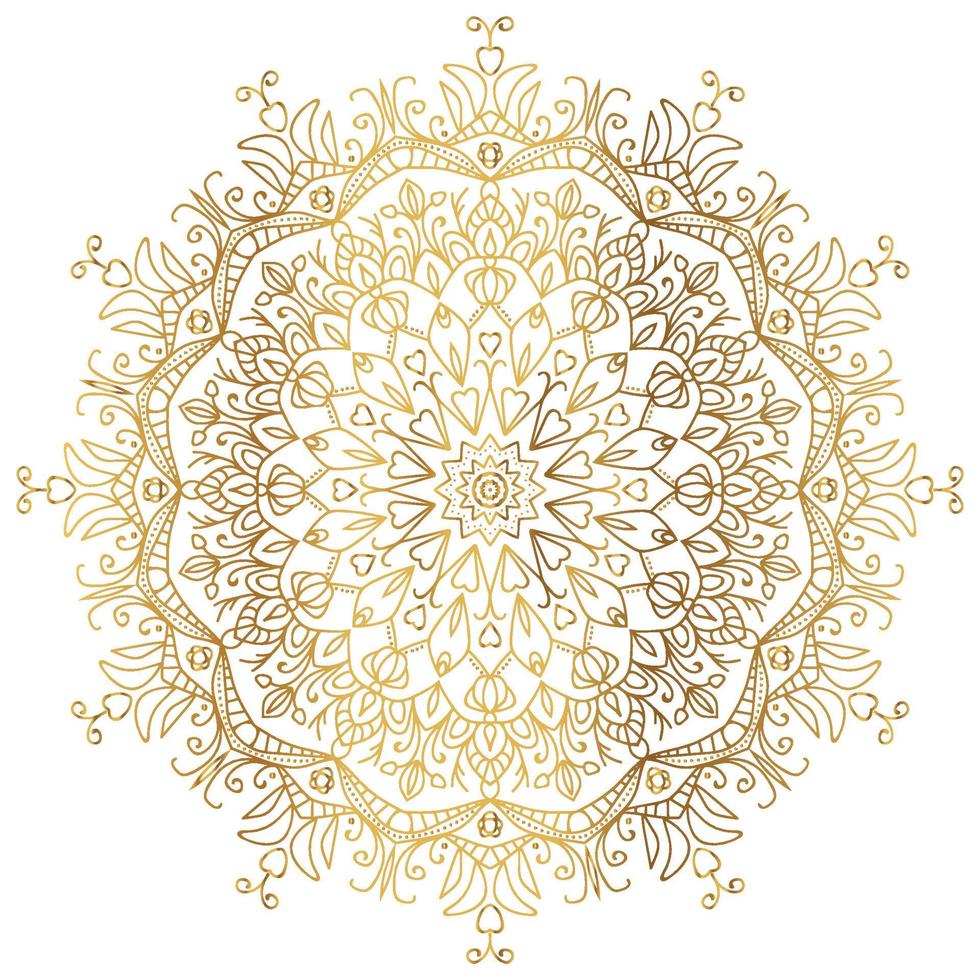 Mandala with golden gradient. Luxury ornamental in gold color. Round ornament, repeating elements. vector