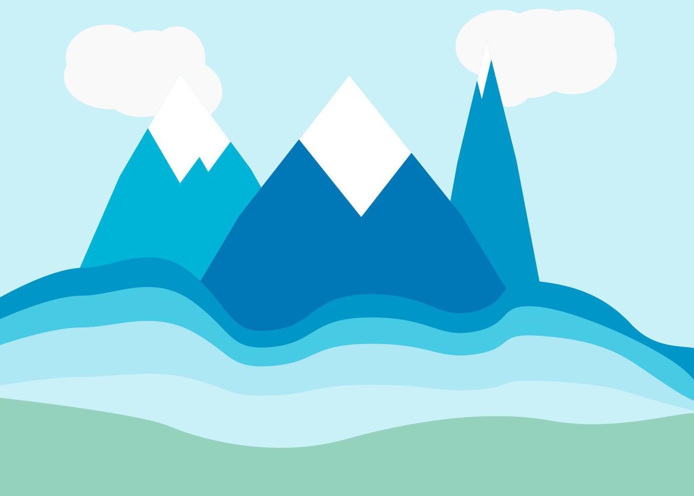 abstract flat design blue ice mountain vector illustratiob