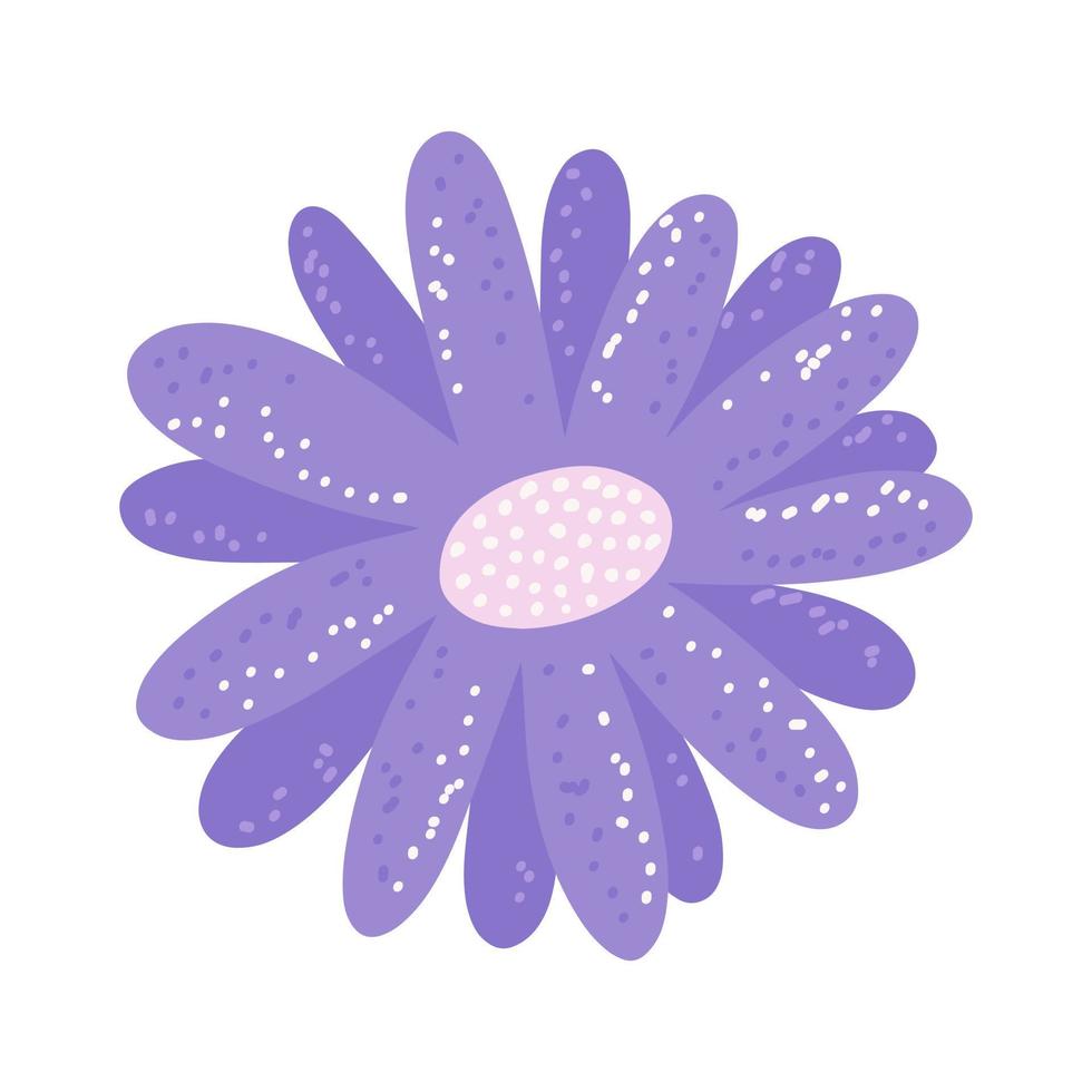 Cute purple flower with texture, design element for postcards, invitations vector