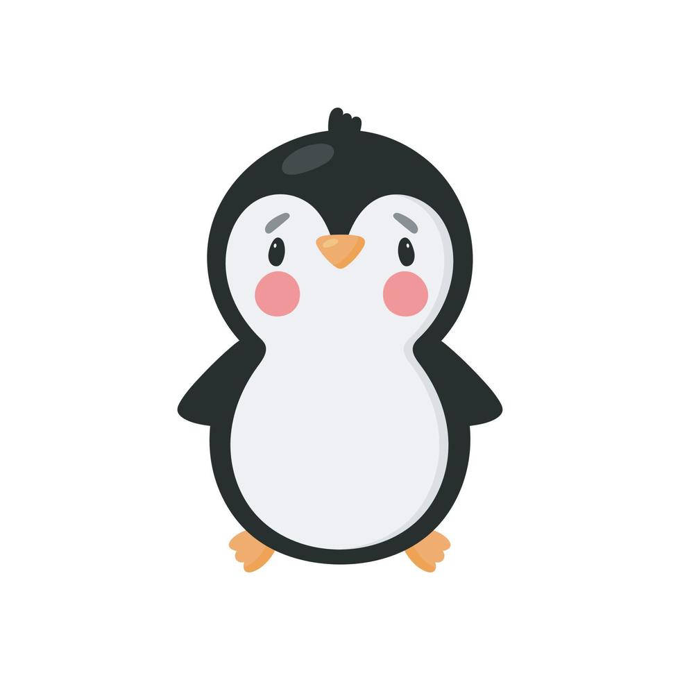 lindo pinguino estilo de dibujos animados ilustración vectorial para tarjetas, carteles, pancartas, libros, impresión en el paquete, impresión en ropa, tela, papel tapiz, textil o platos. vector