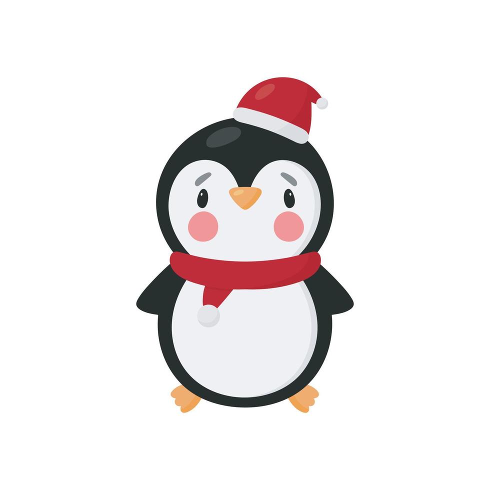 Cute Penguin. Cartoon style. Vector illustration. For card, posters, banners, books, printing on the pack, printing on clothes, fabric, wallpaper, textile or dishes.
