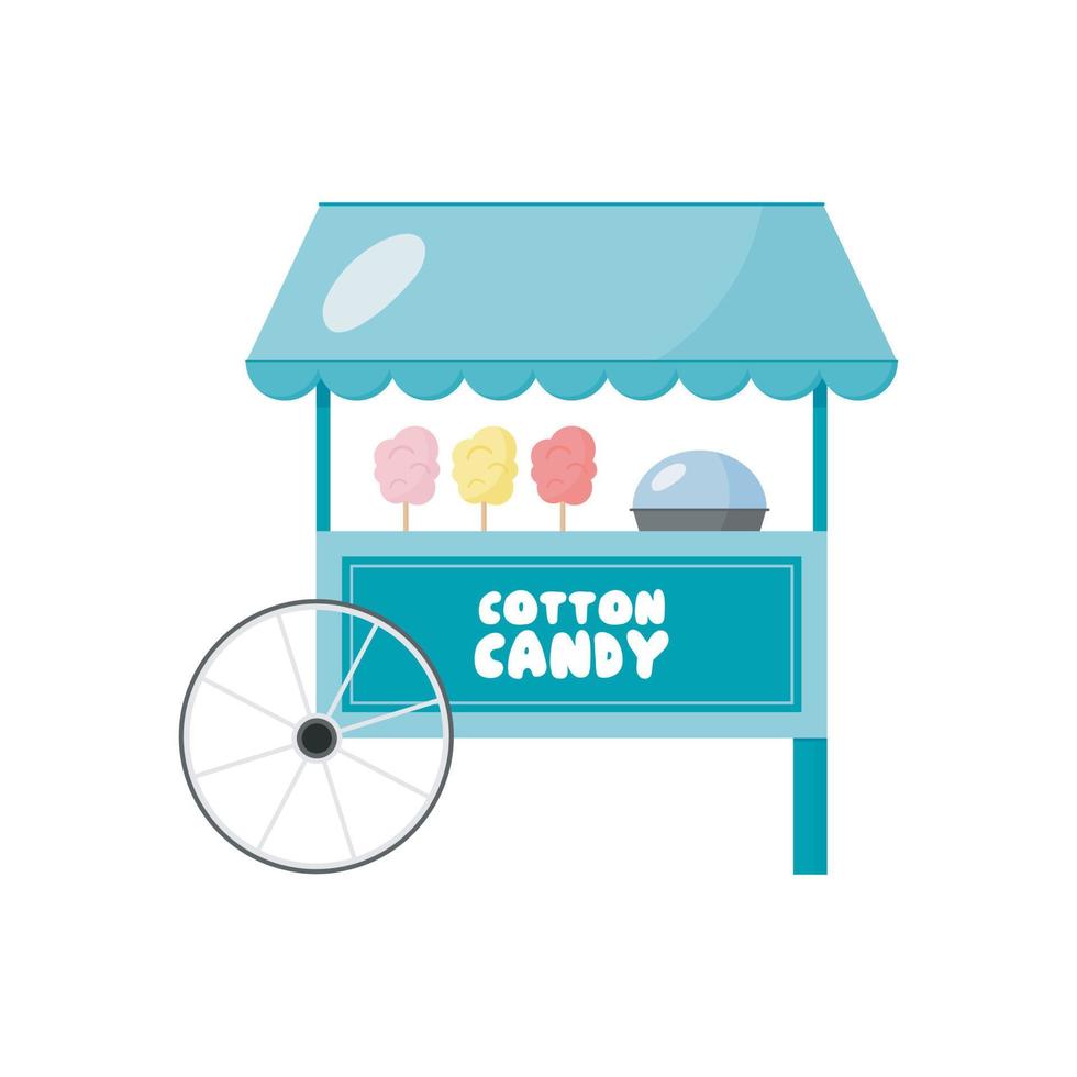 Cotton Candy Kiosk. Vector illustration in cartoon style. White background.