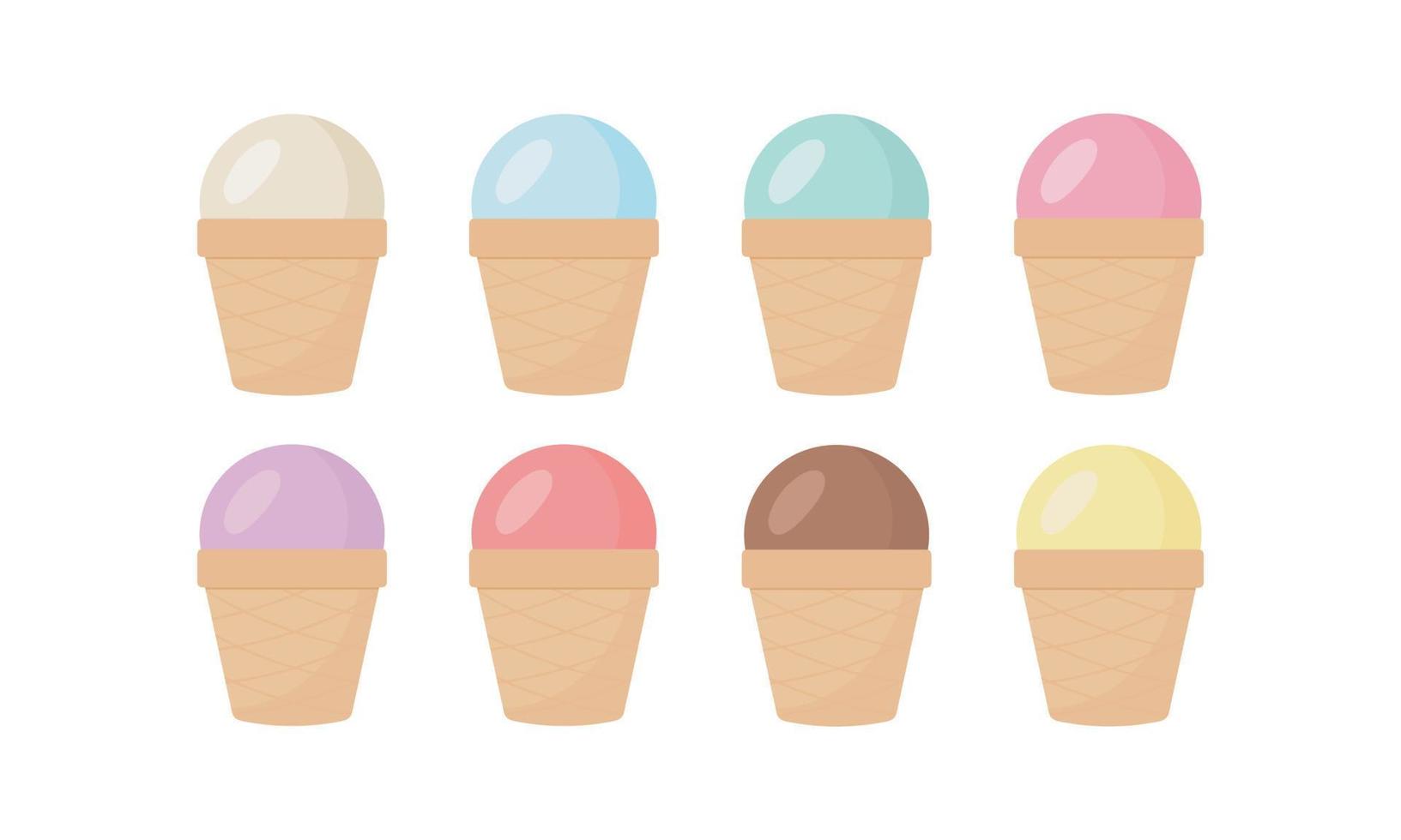 gran set con helado. ilustración vectorial en estilo de dibujos animados. Aislado en un fondo blanco. vector