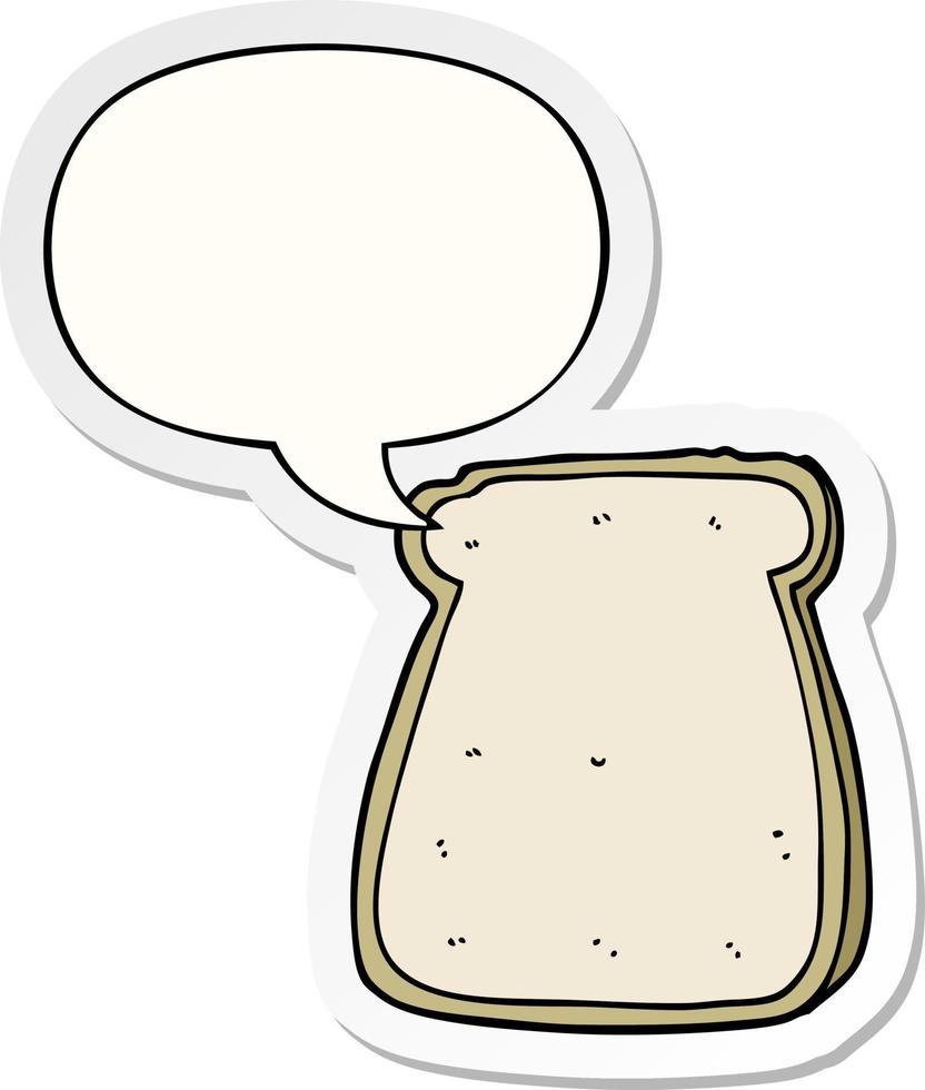 cartoon slice of bread and speech bubble sticker vector