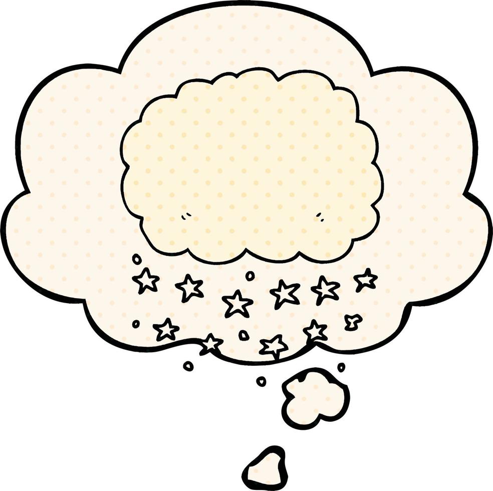 cartoon rain cloud and thought bubble in comic book style vector